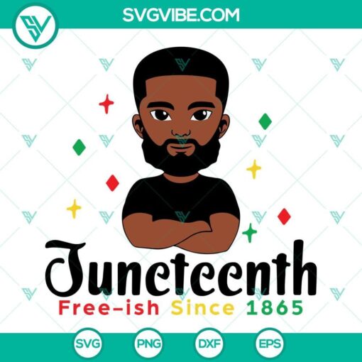 black man juneteenth free ish since 1865 svg png dxf eps cut files for cricut silhouette 10 mockup