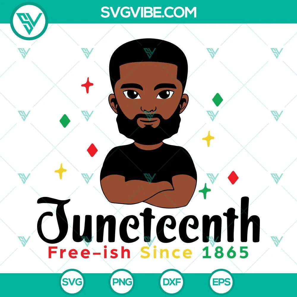 Juneteenth, SVG Files, Black Man Juneteenth Free-ish Since 1865 SVG Images PNG 1