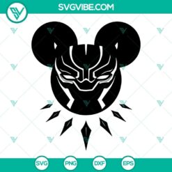 Black Panther-themed mouse ears SVG, PNG, DXF, EPS cut files for crafting projects.