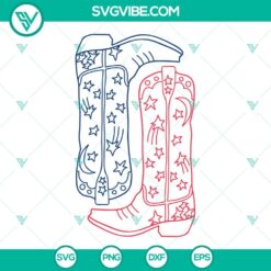 4th Of July, SVG Files, Blue And Red American Cowboy Boots SVG File, Cowgirl 2