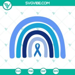 Autism, SVG Files, Blue Rainbow With Ribbon SVG Download, We Wear Blue SVG 19