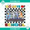 Bluey 100 Days of School PNG featuring a cute 100th day shirt design for kids. High-quality PNG download.