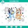 Bluey themed 4th of July SVG images with patriotic designs and Fourth of July SVG files for crafting projects.