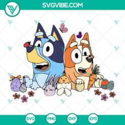 Disney, SVG Files, Bluey And Bingo Easter Eggs SVG Download, Cute Bluey And 6