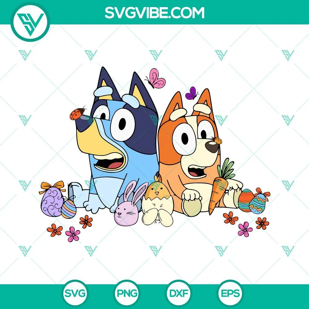 Cartoons, Easter, SVG Files, Bluey And Bingo Easter SVG Images, Aussie Heeler 1