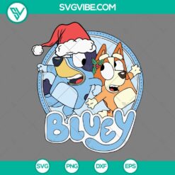 Christmas, Disney, SVG Files, Chilli Heeler Bluey And Bingo Merry Christmas SVG 4