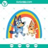 Bluey and Bingo svg download with Rainbow design, featuring sister Bingo Heeler. Fresh, colorful Bluey characters. Perfect for crafting projects.