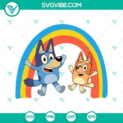 bluey and bingo rainbow svg bingo heeler svg bluey with sister svg png dxf eps files 9 mockup