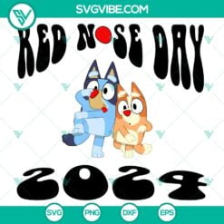 Disney, SVG Files, Bluey And Bingo Red Nose Day 2024 SVG File Bluey And Bingo  2