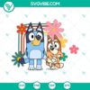 Bluey and Bingo retro floral SVG file with Bluey Heeler dog images, perfect for digital crafting and fan art projects.