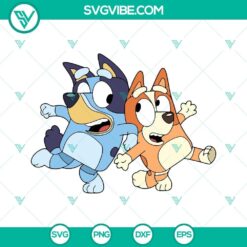 Bluey and Bingo vector clipart for Cricut and Silhouette, available in SVG, DXF, EPS, and PNG formats. Perfect for crafts and projects.