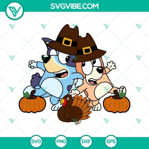 bluey and bingo thanksgiving svg chilli and bandit turkey svg png dxf eps files 7 mockup