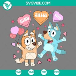 SVG Files, Valentine's Day, Bluey and Bingo Valentine’s Day Svg, Bluey 6