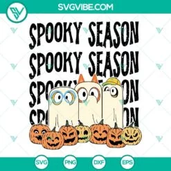 Disney, Halloween, SVG Files, Spooky Season Bluey Friends SVG Image, Bluey 3