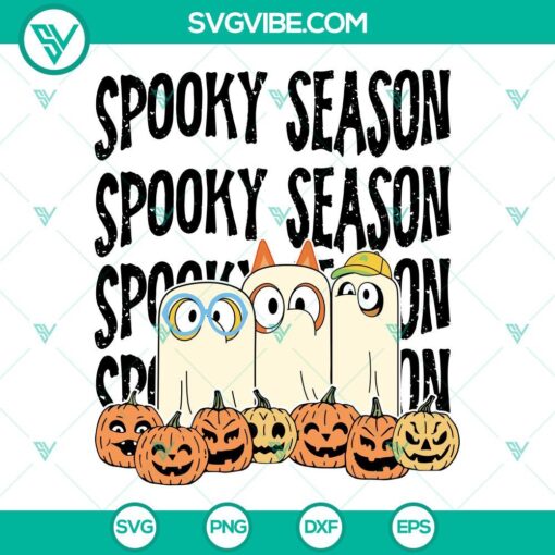 bluey and friends spooky season svg bluey ghost svg bluey family halloween svg png dxf eps 4 mockup