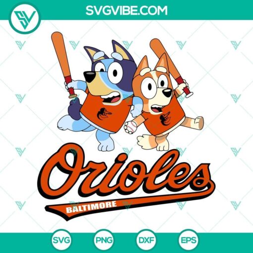 bluey baltimore orioles baseball svg png dxf eps 3 mockup