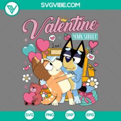 Cartoons, SVG Files, Valentine's Day, Bluey Bandit and Chilli Valentine SVG 1