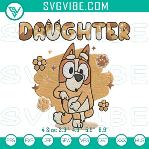 bluey bingo daughter embroidery designs bingo heeler embroidery files mockup