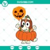 Bluey Bingo Pumpkin Halloween SVG download with PNG, DXF, EPS cut files - fun and spooky design for crafts and decorations.