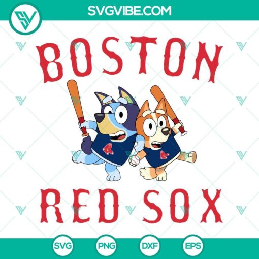 bluey boston red sox baseball svg png dxf eps 9 mockup