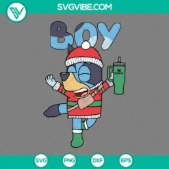 Christmas, Disney, SVG Files, Bluey Christmas SVG Download, Bluey Santa Hat 4