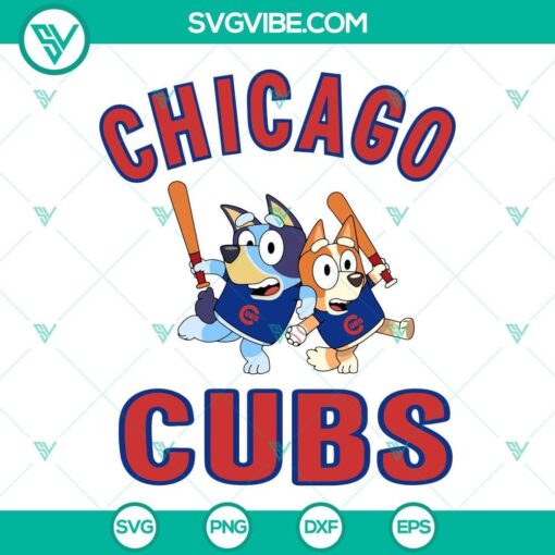 bluey chicago cubs baseball svg png dxf eps 8 mockup