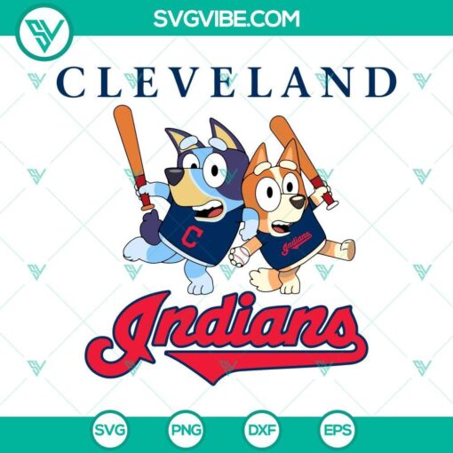 bluey cleveland indians baseball svg png dxf eps 7 mockup