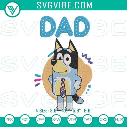 bluey dad embroidery design bandit bluey embroidery file mockup