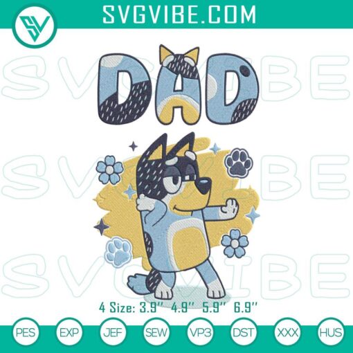 bluey dad embroidery designs bandit heeler embroidery files mockup