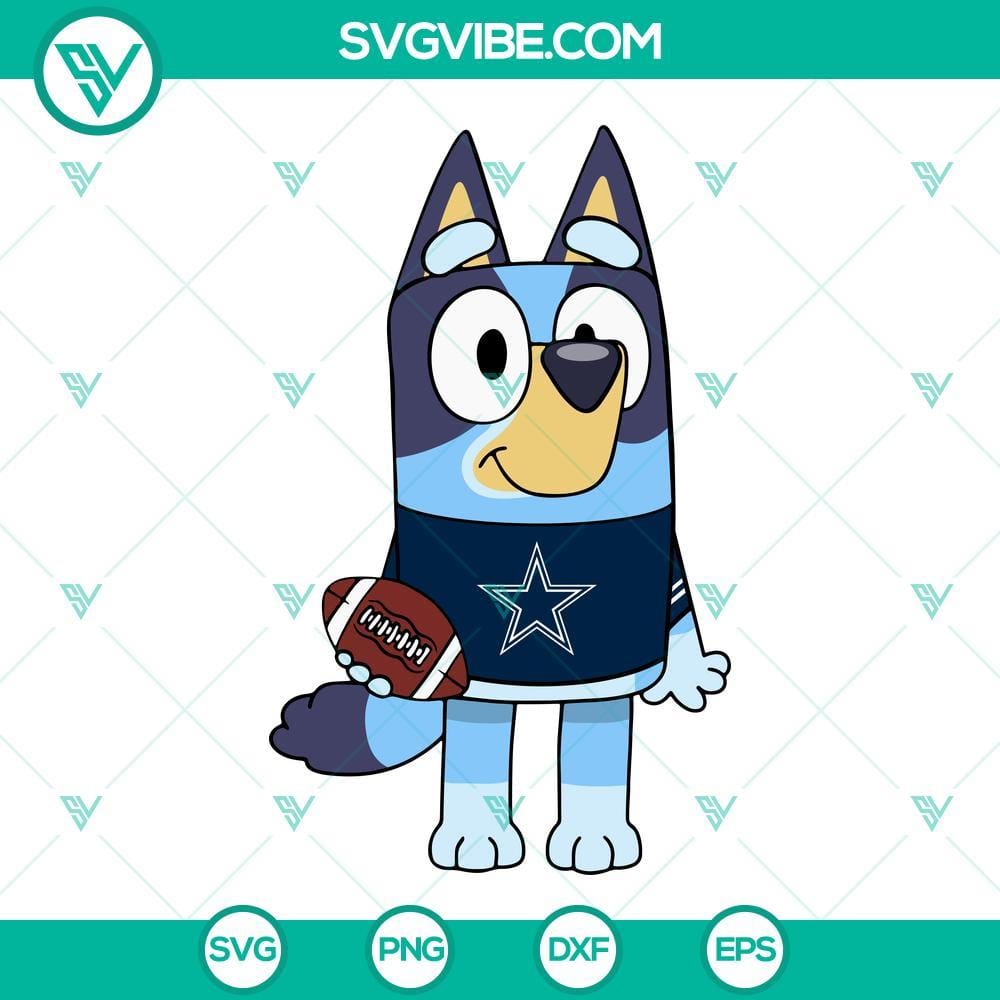 Bluey Dallas Cowboys SVG PNG DXF EPS Cricut Bluey Dallas Cowboys logo design for SVG Download PNG DXF EPS files, perfect for Cricut projects.