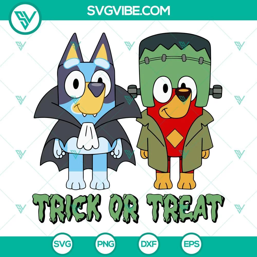 Disney, Halloween, SVG Files, Bluey Frankenstein SVG Files, Bluey Halloween SVG 1