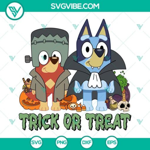 bluey frankenstein vampire svg bluey trick or treat svg png dxf eps files 4 mockup