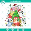 Bluey cartoon characters celebrating Christmas around a festive tree - SVG images, perfect for holiday crafts.