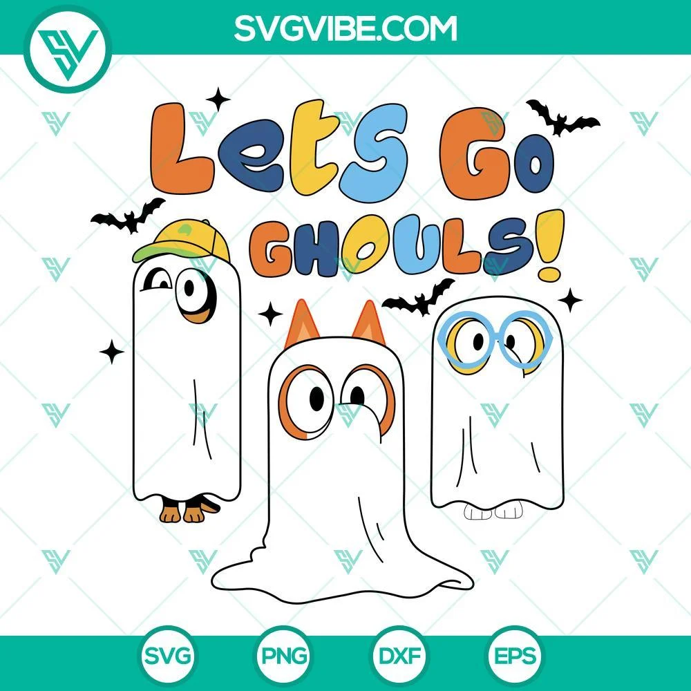 Disney, Halloween, SVG Files, Bluey Friends Let’s Go Ghouls SVG File, Bluey 1