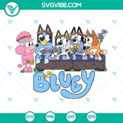 Bluey and friends flowers SVG file with vibrant and colorful design, perfect for digital crafting projects.