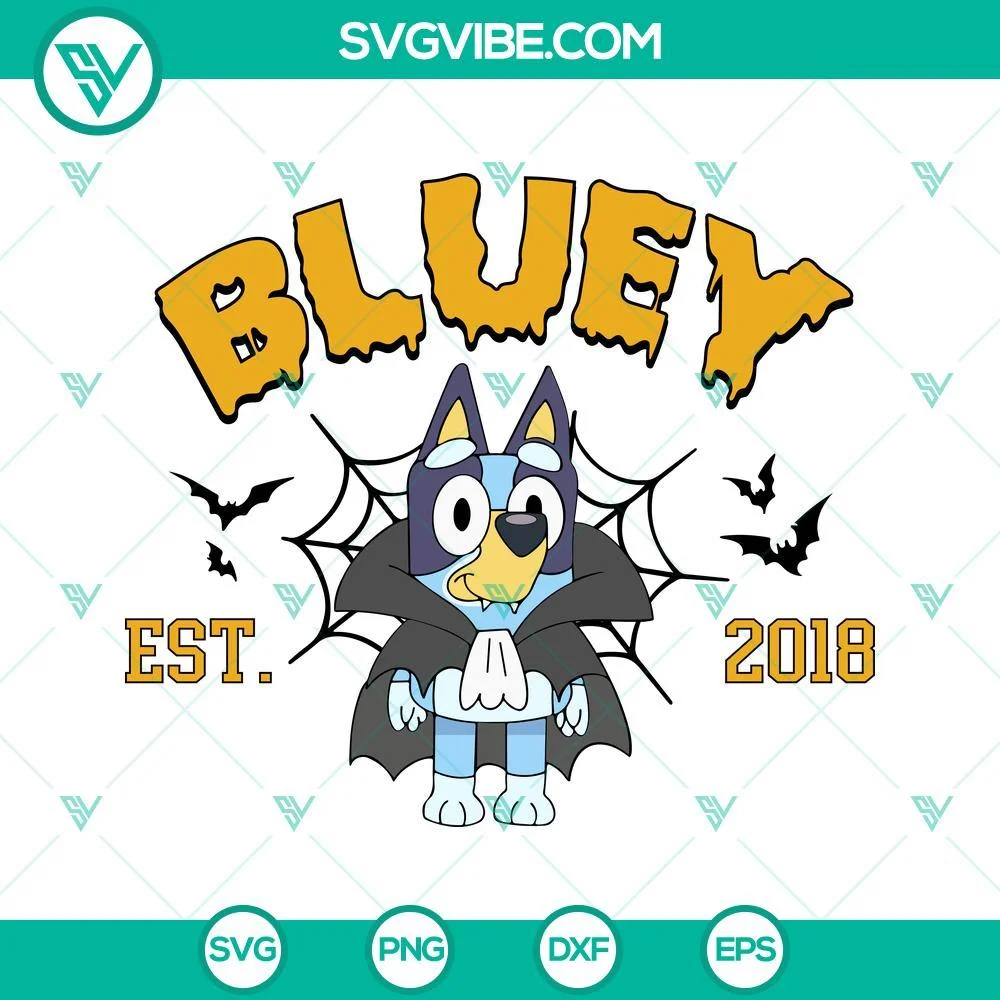 Disney, Halloween, SVG Files, Bluey Halloween Est 2018 SVG Download, Bluey 1