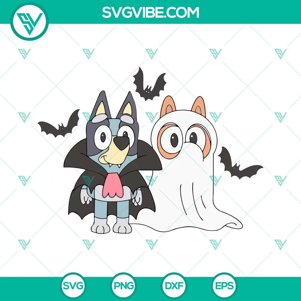 Disney, Halloween, SVG Files, Bluey Halloween SVG Images, Bingo Ghost SVG Files 1