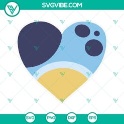 Bluey Heeler cartoon love heart SVG images in multiple formats for cutting, including PNG, DXF, and EPS. Ideal for DIY crafts.