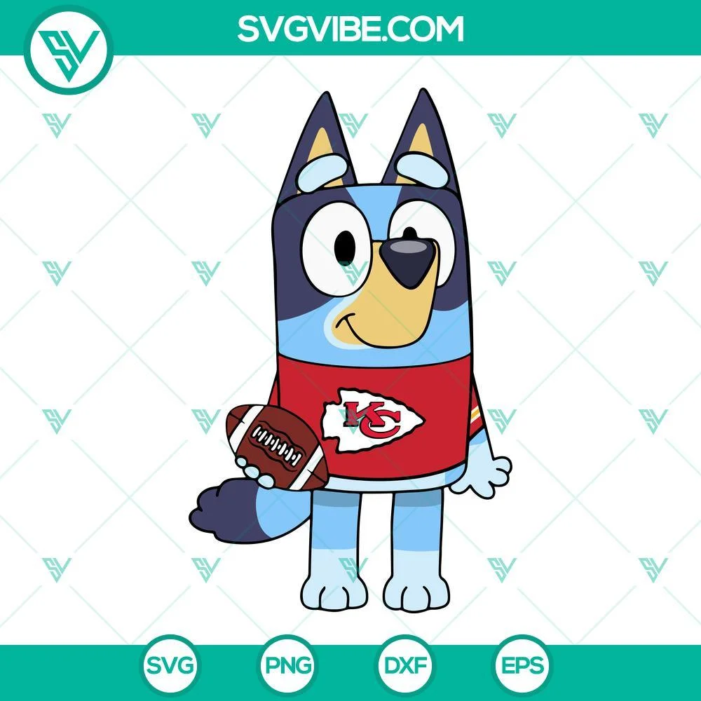 Disney, Football, Sports, SVG Files, Bluey Kansas City Chiefs SVG File PNG DXF 1