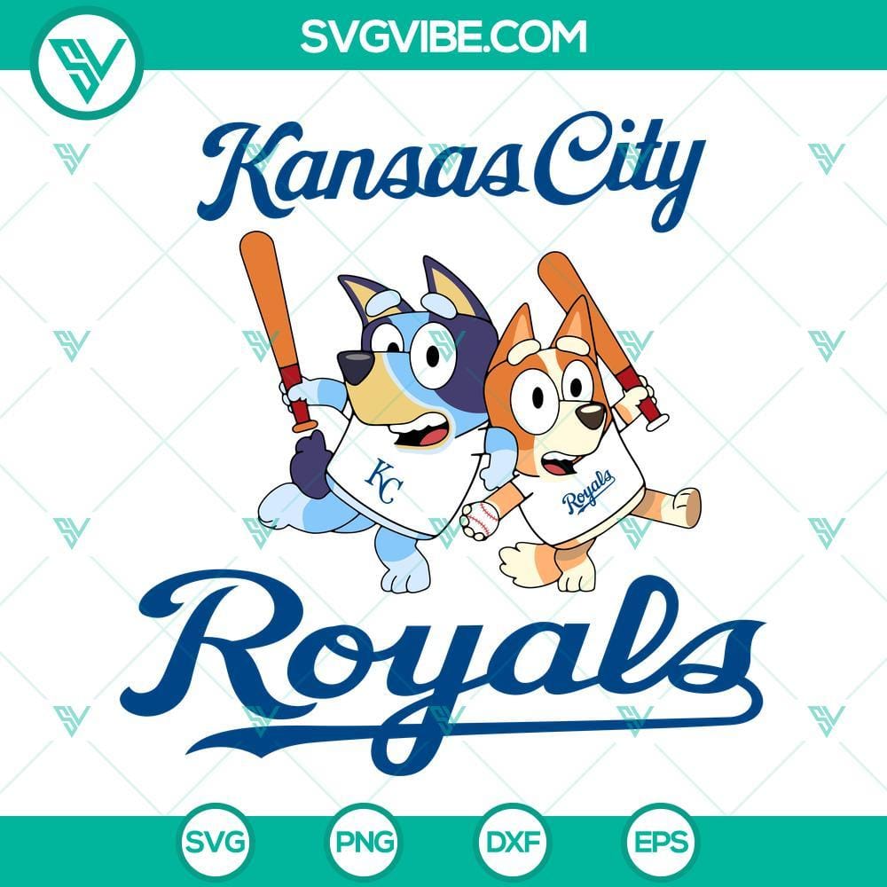 Bluey Kansas City Royals Baseball SVG PNG DXF EPS Bluey Kansas City Royals baseball logo SVG file featuring team colors and emblem in PNG, DXF, EPS formats for sports fans.