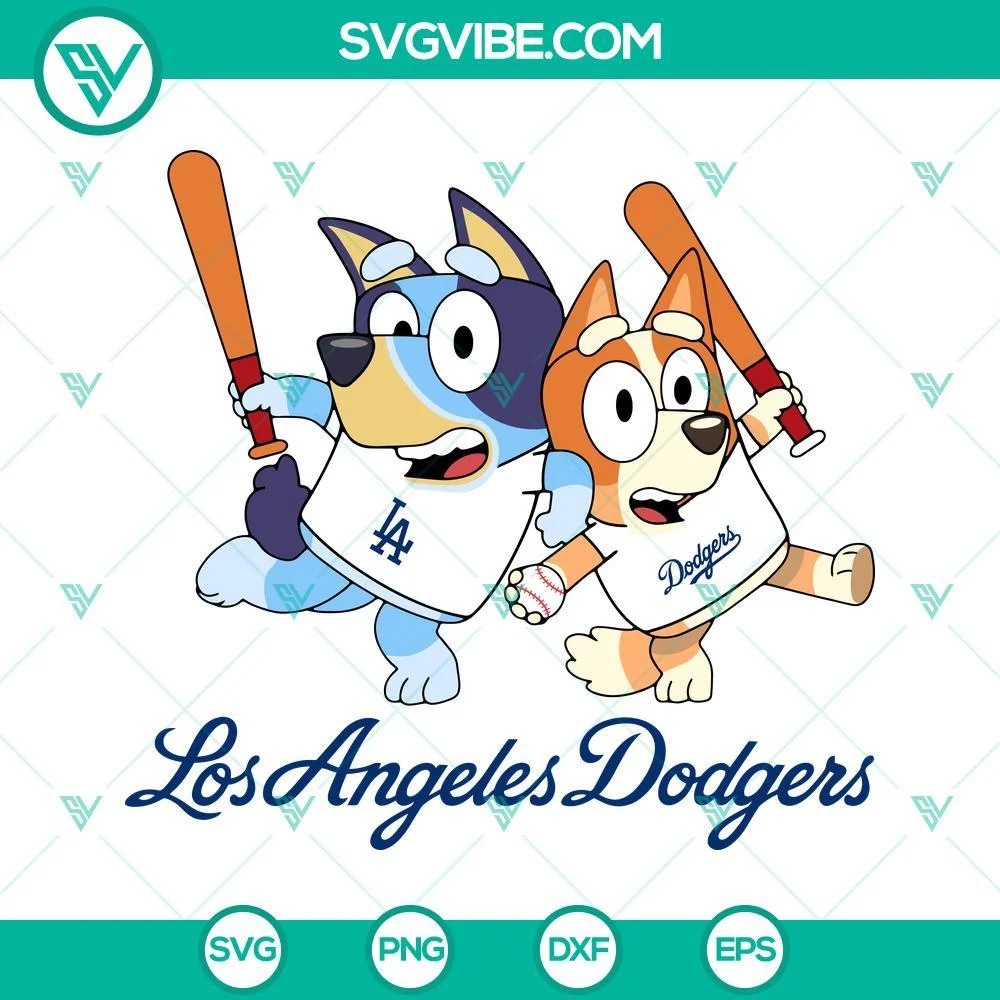 Baseball, Sports, SVG Files, Bluey Los Angeles Dodger Baseball SVG Image PNG 1