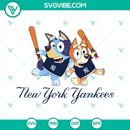 bluey new york yankees baseball svg png dxf eps 10 mockup