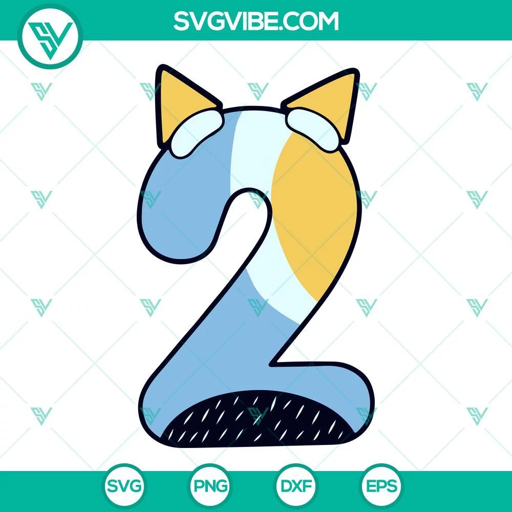 Birthday, Disney, SVG Files, Bluey Number SVG Download Bundle, Bluey Birthday 1