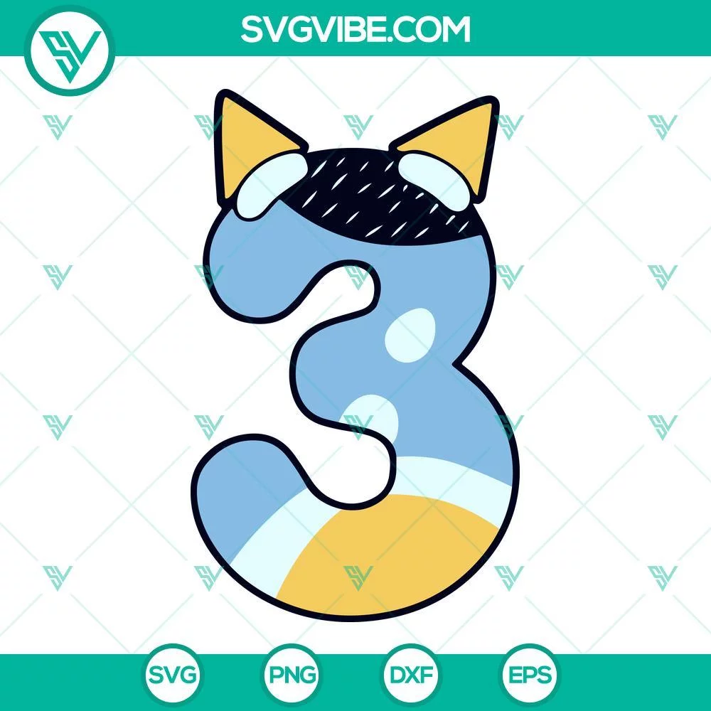 Birthday, Disney, SVG Files, Bluey Number SVG Download Bundle, Bluey Birthday 2