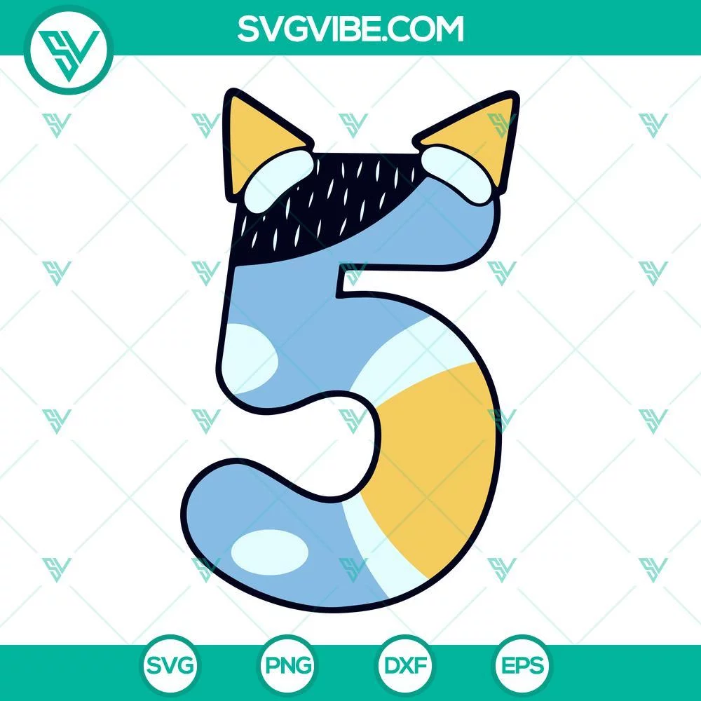 Birthday, Disney, SVG Files, Bluey Number SVG Download Bundle, Bluey Birthday 3