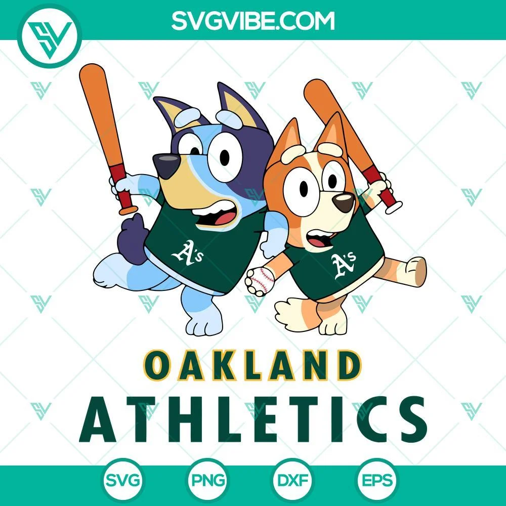 Baseball, Sports, SVG Files, Bluey Oakland Athletics Baseball SVG File PNG DXF 1