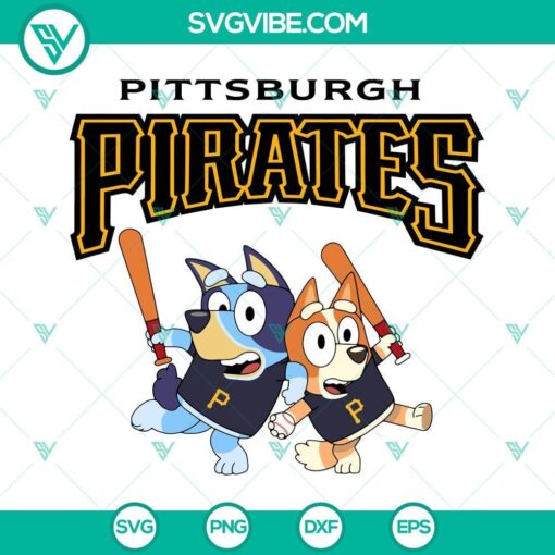 bluey pittsburgh pirates baseball svg png dxf eps 6 mockup