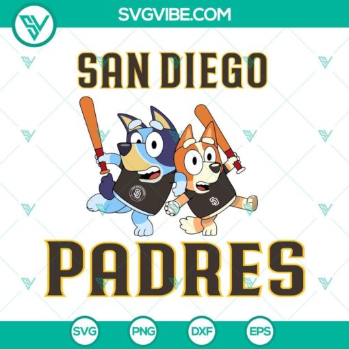 bluey san diego padres baseball svg png dxf eps 10 mockup