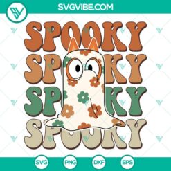 Disney, Halloween, SVG Files, Bluey Spooky SVG Images, Bingo Bluey Floral Ghost 2