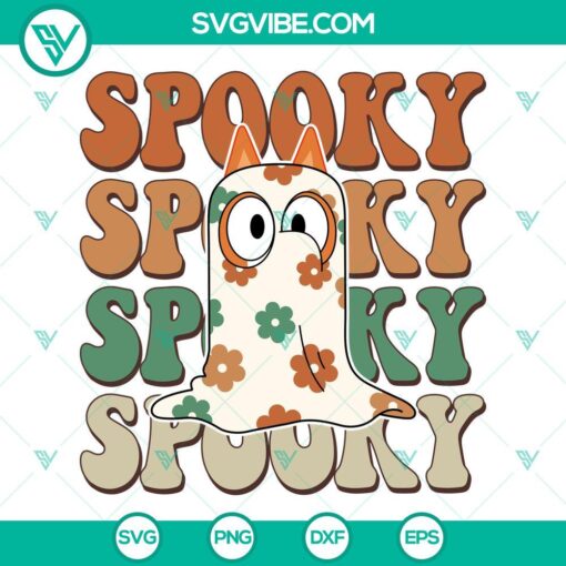 bluey spooky svg bingo bluey floral ghost svg funny halloween svg png dxf eps cut files 2 mockup